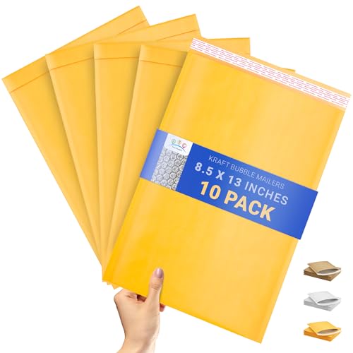 ABC Luftpolster-Versandtaschen aus Kraftpapier, 21,6 x 33 cm, Gelb, 10 Stück, selbstdichtende, wasserdichte Luftpolsterumschläge, gepolstert, 56 g/m², gepolstert, Kraftpapier, mit selbstklebendem ABC Luftpolster-Versandtaschen aus Kraftpapier, 21,6 x 33 cm, Gelb, 10 Stück, selbstdichtende, wasserdichte Luftpolsterumschläge, gepolstert, 56 g/m², gepolstert, Kraftpapier, mit selbstklebendem von ABC Pack & Supply