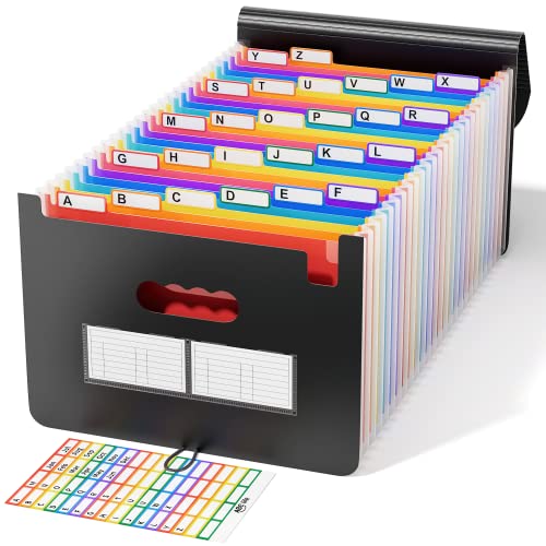 Dokumentenmappe A4, Fächermappe Sortiermappe Bunte Datei Ordner Regenbogen Aktenordner Ordner Akkordeon Design A4 Größe Grosse Kapazität Wasserdicht Materia de ABC life (26 Fächer) von ABC life