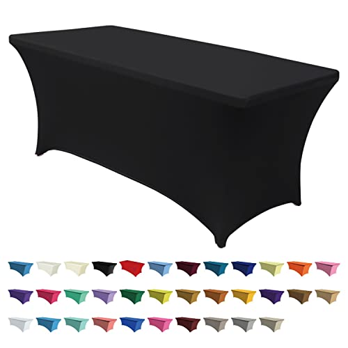 ABCCANOPY Spandex-Tischdecke, 1,8 m, 30+ Farben, Polyester-Tischdecke, Stretch, Spandex, Tischdekoration (1,8 m, schwarz) von ABCCANOPY