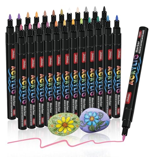 ABEIER Acrylstifte für Steine Wasserfest,Acrylstifte Marker Stifte,24 Farben Permanent Marker Stifte,Steine Bemalen Acrylstifte Paint Pen für DIY,Leinwand, Papier, Glasmalerei,Keramik ABEIER Acrylstifte für Steine Wasserfest,Acrylstifte Marker Stifte,24 Farben Permanent Marker Stifte,Steine Bemalen Acrylstifte Paint Pen für DIY,Leinwand, Papier, Glasmalerei,Keramik von ABEIER