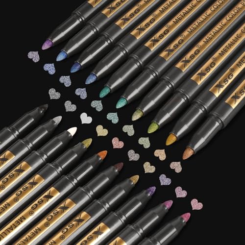 ABEIER Metallic Marker Stifte,20 Farben Metallischen Stift Pens,Gold Metallischen Stift set für schwarzes Papier,Steinmalerei, gästebuch,Kartenherstellung,Scrapbooking,Handwerk, zum Metall,Holz von ABEIER