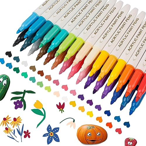 Acrylstifte (30 Farben),Wasserfeste Stifte Acrylstifte Marker Stifte für Stein Glas, 2mm Spitze Permanent Marker Paint Pen für Leinwand, Holz, Glasmalerei, Keramik, Basteln… von ABEIER