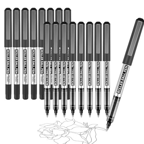 Tintenroller Stifte, 16 Stück Kugelschreiber Gelstifte Schwarz, 0,7mm Rollerball Stift, schnelltrocknend, Gelstifte set für Schule, Büro, Journaling, Schüler & Erwachsene Tintenroller Stifte, 16 Stück Kugelschreiber Gelstifte Schwarz, 0,7mm Rollerball Stift, schnelltrocknend, Gelstifte set für Schule, Büro, Journaling, Schüler & Erwachsene von ABEIER