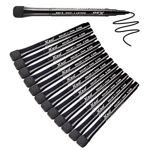 ABEIER Whiteboard Marker, 12 schwarz schwamm Whiteboard stifte,Magnetisch Whiteboard Marker Schwamm mit Stiften, Trocken Abwischbar, Rundspitze 1-2mm, Perfekt für Zuhause Schule Büro von ABEIER