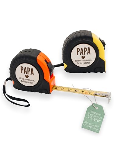 Abenteuernah Maßband, Papa Geschenk, Opa Geschenke, Präsent für Männer, Vatertag, Vatertagsgeschenk, persönliches Danke Bandmaß als Dankeschön (ich habe nachgemessen orange) von ABENTEUERNAH