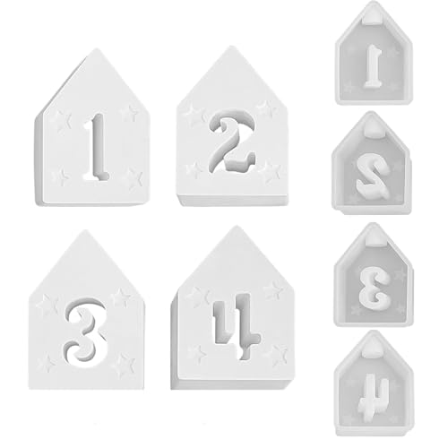 4er Set Silikonformen Für Kerzenhalter - Zahlen 1-4 Hausnummern, DIY Gipskerzen Weihnachtsdeko Bastelset 4er Set Silikonformen Für Kerzenhalter - Zahlen 1-4 Hausnummern, DIY Gipskerzen Weihnachtsdeko Bastelset von ABERE
