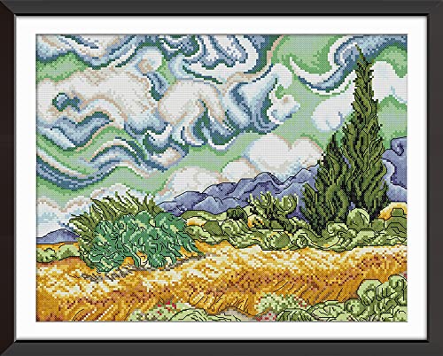 ABEUTY 14ct Kreuzstich Set Vorgedruckt oder Nicht, Van Gogh Sky DIY Stickerei Set Erwachsene Anfänger Kinder Gestempelt oder Ungestempelt von ABEUTY