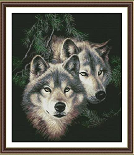 ABEUTY 14ct Kreuzstich Set Vorgedruckt oder Nicht, Wolf-Tier DIY Stickerei Set Erwachsene Anfänger Kinder Gestempelt oder Ungestempelt von ABEUTY