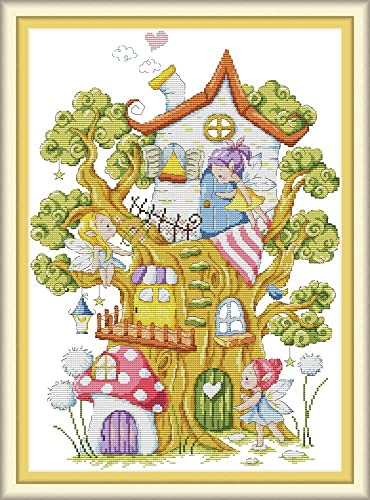 ABEUTY 14ct Kreuzstich Set Vorgedruckt, Baumhäuser Elfen Kreuzstich Stickpackungen DIY Stickerei Set Gestempelt Erwachsene Anfänger ABEUTY 14ct Kreuzstich Set Vorgedruckt, Baumhäuser Elfen Kreuzstich Stickpackungen DIY Stickerei Set Gestempelt Erwachsene Anfänger von ABEUTY