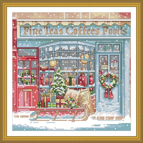 ABEUTY 14ct Kreuzstich Set Vorgedruckt, Weihnachtscafé Winter Café Kreuzstich Stickpackungen DIY Stickerei Set Gestempelt Erwachsene Anfänger ABEUTY 14ct Kreuzstich Set Vorgedruckt, Weihnachtscafé Winter Café Kreuzstich Stickpackungen DIY Stickerei Set Gestempelt Erwachsene Anfänger von ABEUTY