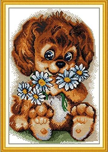 ABEUTY 14ct Kreuzstich Stickpackungen Zählbare Ungestempelt, Hunde Welpen Blumen Stoff ohne Vorgedrucktes Muster Stickerei Set Erwachsene Anfänger ABEUTY 14ct Kreuzstich Stickpackungen Zählbare Ungestempelt, Hunde Welpen Blumen Stoff ohne Vorgedrucktes Muster Stickerei Set Erwachsene Anfänger von ABEUTY