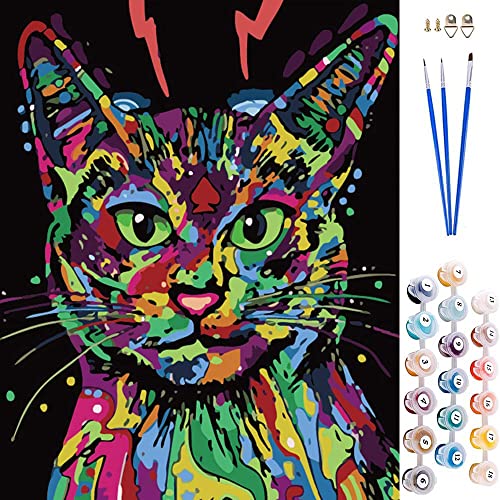 ABEUTY Malen nach Zahlen Bunt Katze Süßes Tier, DIY Ölgemälde auf Leinwand Gemälde 40x50cm Wandkunst von ABEUTY