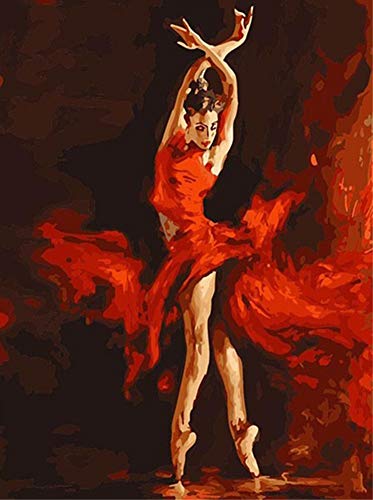 ABEUTY Malen nach Zahlen Rotes Feuer, DIY Ölgemälde auf Leinwand Gemälde 40x50cm Wandkunst von ABEUTY