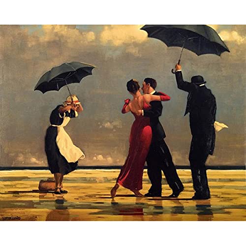 ABEUTY Malen nach Zahlen Regenschirm Straßentanz Tanzpartner, DIY Ölgemälde auf Leinwand Gemälde 40x50cm Wandkunst von ABEUTY