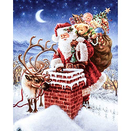 ABEUTY Malen nach Zahlen für Erwachsene Anfänger – Weihnachtsmann & Elch Tier 40,6 x 50,8 cm Zahlenmalerei Büro Home Decor Kunst (Holzrahmen) von ABEUTY