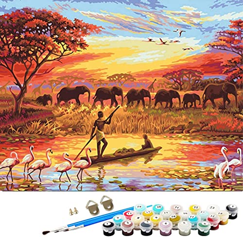 ABEUTY Wandkunst Elefant Dämmerung Boot Wald Malen nach Zahlen, DIY Ölgemälde auf Leinwand Gemälde 40x50cm ABEUTY Wandkunst Elefant Dämmerung Boot Wald Malen nach Zahlen, DIY Ölgemälde auf Leinwand Gemälde 40x50cm von ABEUTY