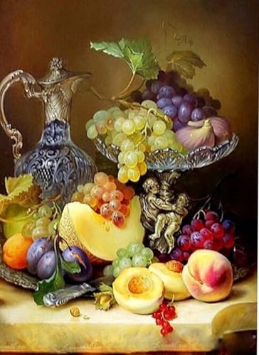 ABEUTY Wandkunst Obstteller Traube Abendessen Malen nach Zahlen, DIY Ölgemälde auf Leinwand Gemälde 40x50cm von ABEUTY