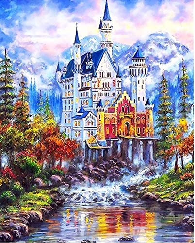 ABEUTY Wandkunst Schloss Block draussen Malen nach Zahlen, DIY Ölgemälde auf Leinwand Gemälde 40x50cm von ABEUTY