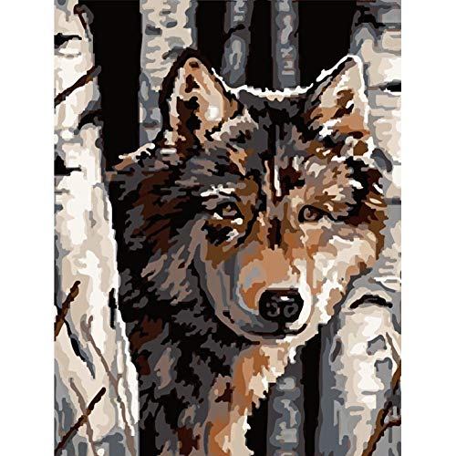 ABEUTY Wandkunst Wolfshund Tier Malen nach Zahlen, DIY Ölgemälde auf Leinwand Gemälde 40x50cm von ABEUTY