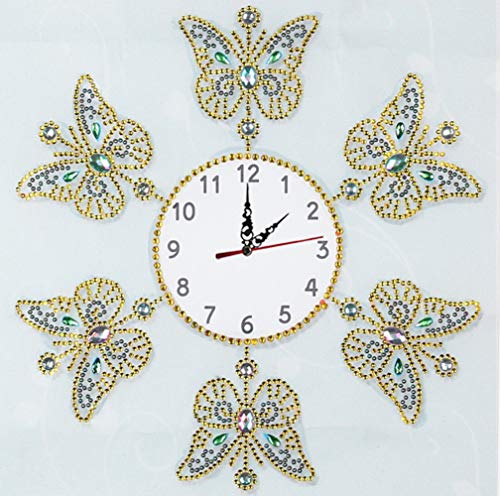 Diamant-Malerei DIY 5D spezielle Form Strasssteine ABEUTY Sechs Schmetterlinge Uhr Teilbohrer Kristall Diamant Kunst Kits (Uhr 3) von ABEUTY