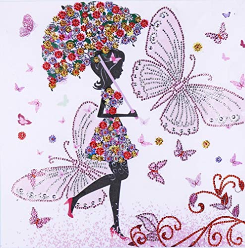 Diamantmalerei DIY 5D spezielle Form Strasssteine ABEUTY Mädchen mit Regenschirm Schmetterling Blume Teilbohrer Kristall Diamant Kunst Kits von ABEUTY