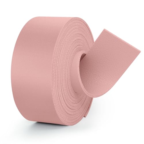 ABIDISO Doppelseitiger Kunstlederstreifen, weiches glattes Lederband, sehr geeignet für DIY-Lederhandwerksprojekte, 2,5 cm breit, 183,9 cm lang, 1,8 mm dick, Rosa, Pink, 1'' x 72'', (leather strips) von ABIDISO