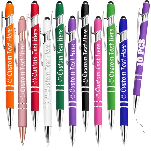 Personalisierte Stifte Bulk 10 mit Namen Benutzerdefinierte Kugelschreiber mit Stylus-Spitze Benutzerdefinierte Kostenlose Gravur Stifte Geschenke für Jahrestag,Geburtstag oder Graduierung,Assortiert von ABIsedrin