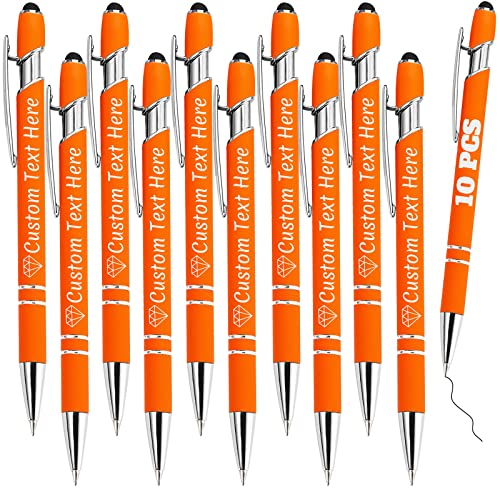 Personalisierte Stifte Bulk 10 mit Namen Benutzerdefinierte Kugelschreiber mit Stylus-Spitze Benutzerdefinierte Kostenlose Gravur Stifte Geschenke für Jahrestag,Geburtstag oder Graduierung,Orange von ABIsedrin