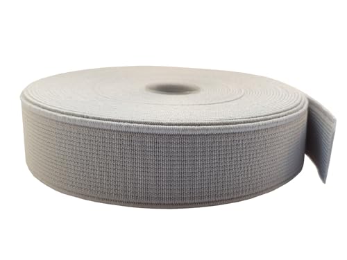 Elastische Bänder, 2,5 cm, schweres Stretchband, 9,1 m zum Nähen von Hosen, Taillenbund, Basteln (Silber, 132512) von ABOKOY