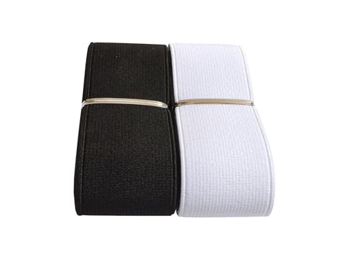 Elastische Bänder, 3,8 cm, schweres Stretchband, 4 m, Schwarz / Weiß, zum Nähen von Hosen, Taillenbund, Basteln (gemischte Farbe 3, 133832) von ABOKOY