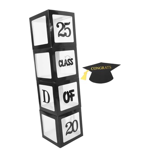 ABOOFAN 1 Satz Abschlussfeier Dekorationen 2025 schwarze Ballonboxen Herzlichen Glückwunsch, Absolvent, Tafelaufsatz Kindergarten -Abschlussballonboxen Grad Partydekorationen Papier von ABOOFAN