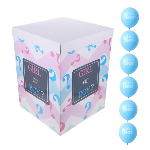 ABOOFAN 1 Satz Geschlechtsverkündung mit Ballonbox und Ballons für Babyparty Dekorationen Transparente Boxen für Unvergessliche für Jungen und Fragezeichen Box Blaue Ballons von ABOOFAN