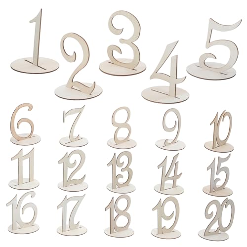 ABOOFAN 1 Satz Holzschild digitaler Sitz Tisch Hochzeit Name Rezeption Party nummeriert Zahlen für Tabellen kleine Holzzahlen Holz Zahlen TABLE -NUMPER -HAUSE hölzern Beige von ABOOFAN
