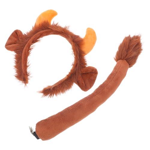ABOOFAN 1 Satz Stirnband aus Horn Cosplay-Maskerade-Kopfbedeckungszubehör Tier-Stirnband-Kostüm Tierohren-Stirnbänder für Frauen Cartoon-Tier-Kopfschmuck Tierkostümzubehör Stoff Braun von ABOOFAN