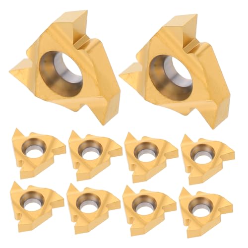 ABOOFAN 10 Stück Gewindeeinsatz Werkzeug Einfädeln Schnell Einfügung Cnc Einsätze Hartmetall Drehen Golden Stahl von ABOOFAN