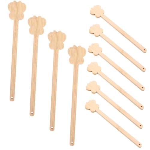ABOOFAN 10 Stück Hochzeitsrunde Lüftergriff Handventilatorgriff Handfächerstäbchen Hochzeits-fan-sticks Fan-bastelstäbchen Vintage Lüftergriff Handheld-fans-sticks Bambus Hellbraun von ABOOFAN
