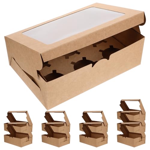 ABOOFAN 10 Stück Kartons Schachteln für Mondkuchen muffin box muffinbox paper box pappboxen Cupcake-Boxen Tassenkuchenförmchen zum Backen Bäckerei Fall Gebäckverpackungsboxen Papier Brown von ABOOFAN