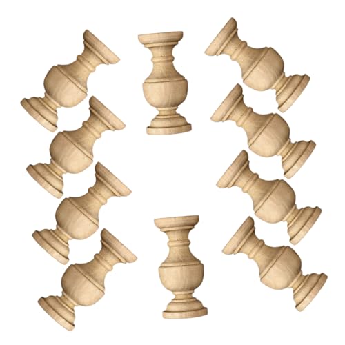 ABOOFAN 10 Stück Sideboard Dekorative Säule Home Office Decor Wohnzimmer im Landhausstil Balusterspindeln aus Holz dekorative Wohnaccessoires Bastelspindeln Buche Khaki von ABOOFAN