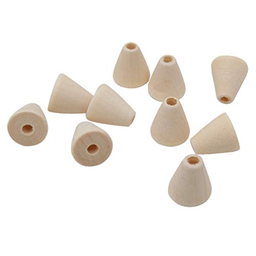 ABOOFAN 100 Stück natürliche Holzperlen, kegelförmige Holzperlen, unlackiert, Pyramidenform, lose Abstandshalter, Perlen mit Loch für Bastelarbeiten, handgefertigte Armbänder, Halsketten, von ABOOFAN