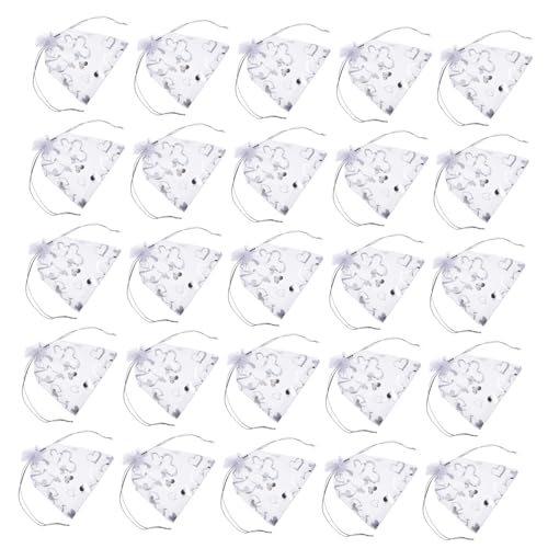 ABOOFAN 100stücke Transparente Organzabeutel Mit Kordelzug Herzförmig Für Hochzeiten Babypartys Und Partygeschenke Atmungsaktives Material Praktischer Verschluss Für Schmuck Und von ABOOFAN