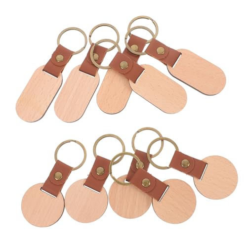 ABOOFAN 10Stücke Holz Schlüsselanhänger Blanko für DIY und Unbeschriftbar Vielseitig Einsetzbar für Bastelprojekte und Persönliche von ABOOFAN