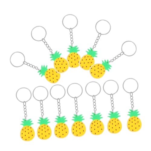 ABOOFAN 12 Stück Sommerparty Schlüsselbund gefälschter Fruchtanhänger Ananas Gastgeschenke Schlüsselanhänger-Ornamente Schlüsselanhänger mit Fruchtanhänger Ananas -Schlüsselbund PVC Gelb von ABOOFAN