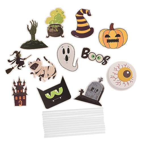 ABOOFAN 12 Stück Teiliges Halloween Cupcake Topper aus Stabilem Papier Langlebige Tortendekoration mit Kürbis Geist und Schlossmotiv Leichte Cake Picks für Halloween Party und ABOOFAN 12 Stück Teiliges Halloween Cupcake Topper aus Stabilem Papier Langlebige Tortendekoration mit Kürbis Geist und Schlossmotiv Leichte Cake Picks für Halloween Party und von ABOOFAN