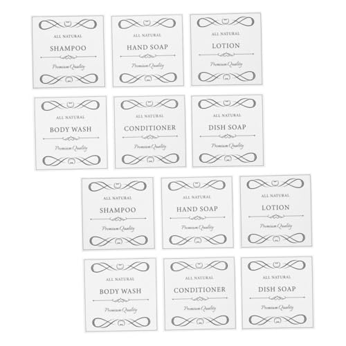 ABOOFAN 12Stücke Selbstklebende Seifenetiketten Wasserfeste Aufkleber für Handseife Lotion und Duschgel Minimalistisches Design für Badezimmer zu Entfernen von ABOOFAN