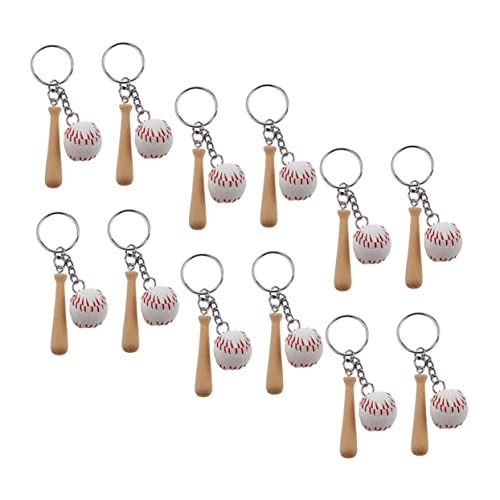 ABOOFAN 12Stücke Teiliges Baseball Schlüsselanhänger mit Holzschläger Design Party Dekoration und für Baseball Fans Leicht und Tragbar für Schlüssel oder Taschen von ABOOFAN