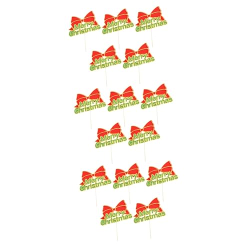 ABOOFAN 15 Stk Kucheneinsatz Bowknot-Kuchenpicks Urlaub Weihnachtsdekorationen Ornament Obstkuchen Dessert-Topper Kucheneinsätze aus Harz Elch Pappbecher Karte einführen Zylinder Nachtisch von ABOOFAN