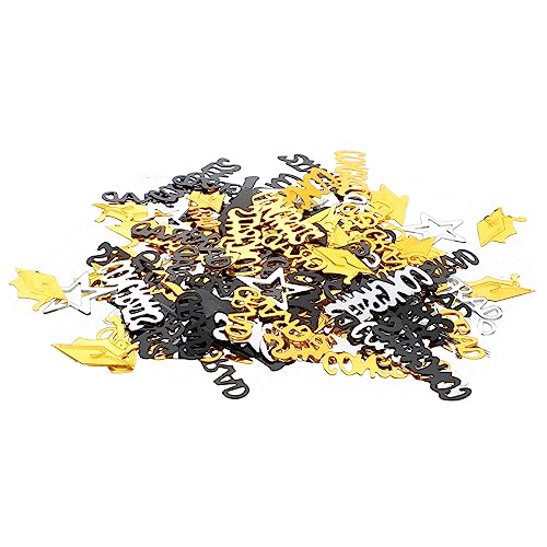 ABOOFAN 2 Packungen Abschlussfeier Konfetti Dekoration Tischdeko für Graduierungsfeiern Schwarz Gold Silber Vielseitig Einsetzbar für Partys und Feiern von ABOOFAN