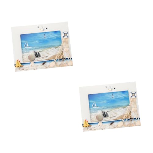 ABOOFAN 2 Stck Maritimer Holz Bilderrahmen Segelschiff Fotorahmen Tischdeko Desktop Ornament für Wohnzimmer Schlafzimmer Büro Dekoration von ABOOFAN