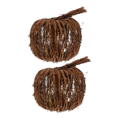 ABOOFAN 2 Stück Geflochtener Rattan-kürbis: Halloween-Herbst-Rattan-kürbis – Thanksgiving-tischdekoration Für Halloween Und Feiern von ABOOFAN