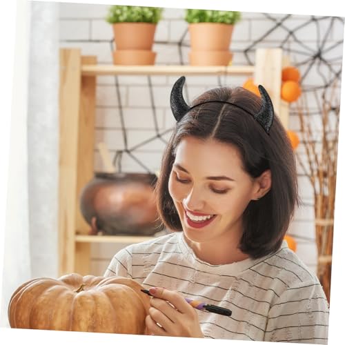 ABOOFAN 2 Stück Glitzernde Teufelshörner Haarreifen Halloween Kostüm Haarreifen Damen Mädchen Karneval Cosplay Party Haarschmuck mit Metallhörnern Komfortabler Sitz von ABOOFAN